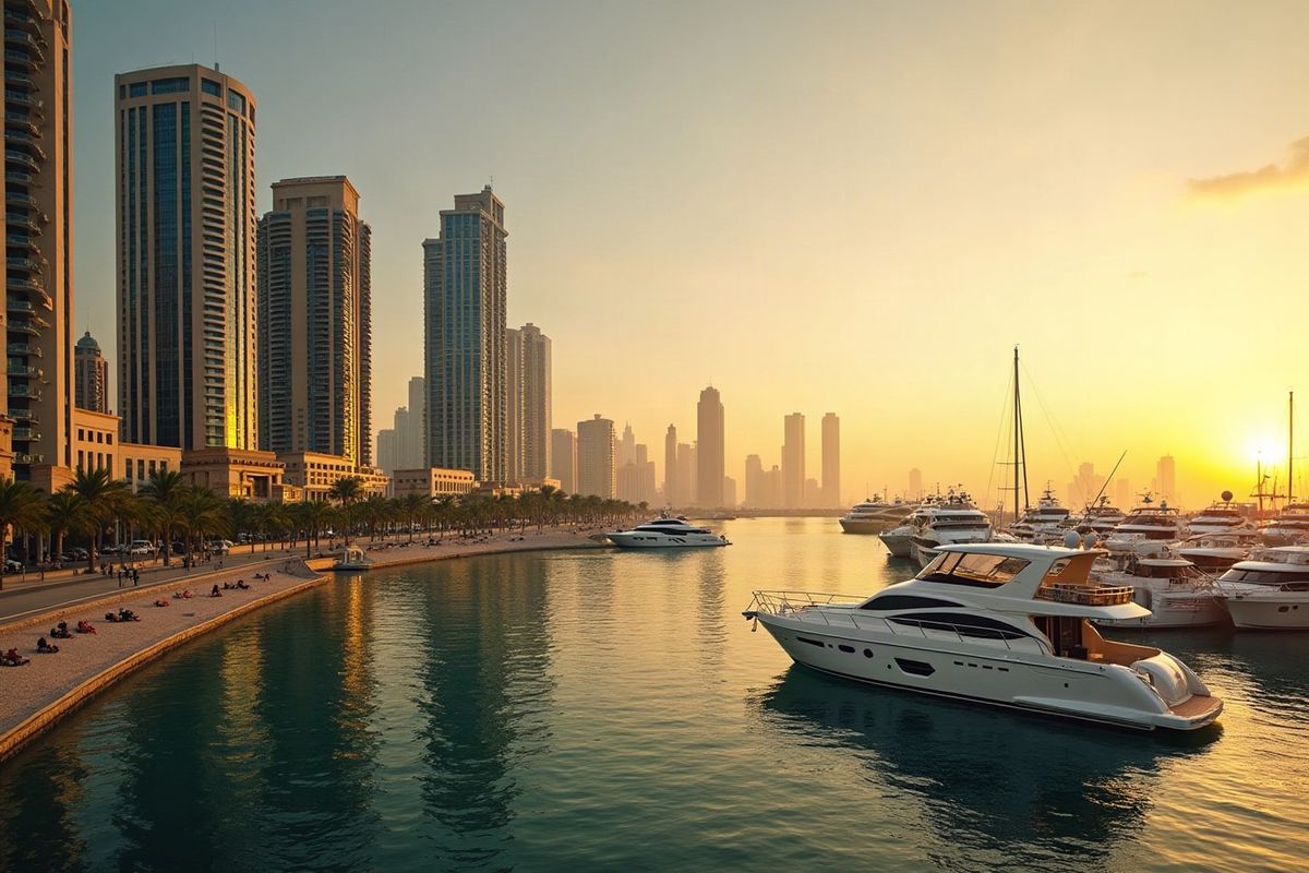 Marina de Dubaï au coucher du soleil