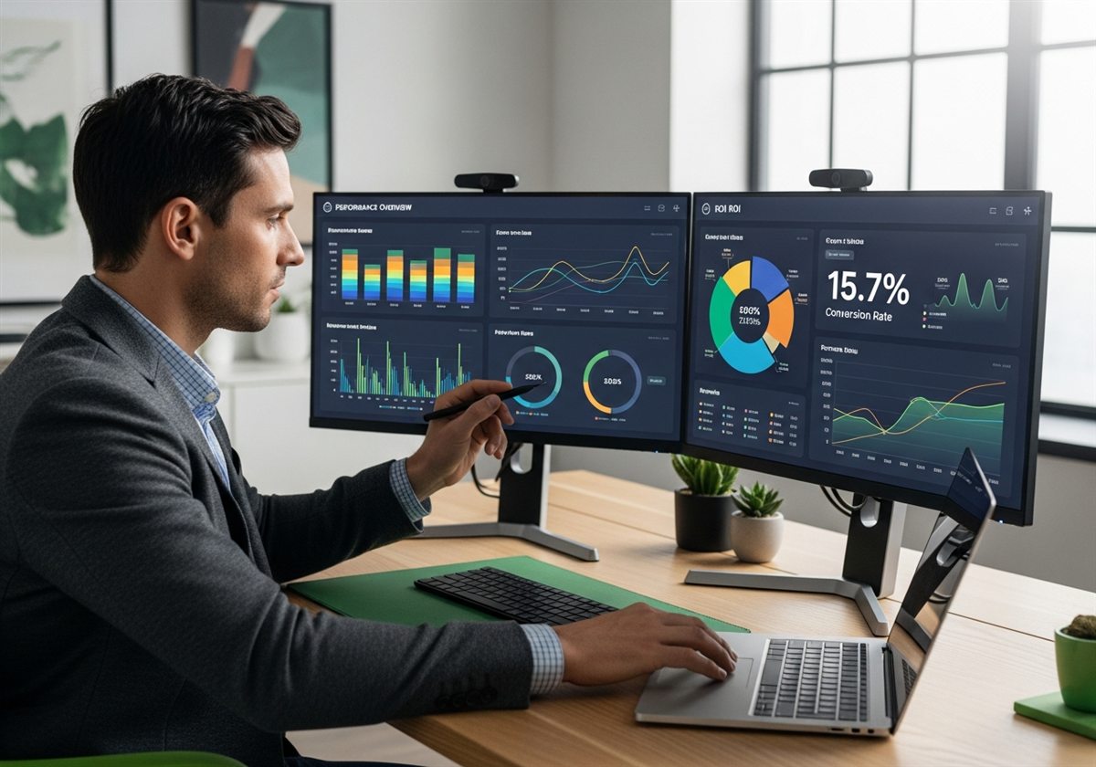 Sp&eacute;cialiste PPC analysant les tableaux de conversion et de Quality Score Google Ads