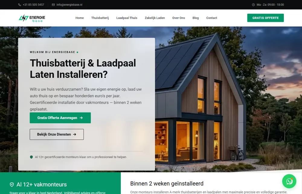 EnergieBase home battery and EV charging website by Rankly Media