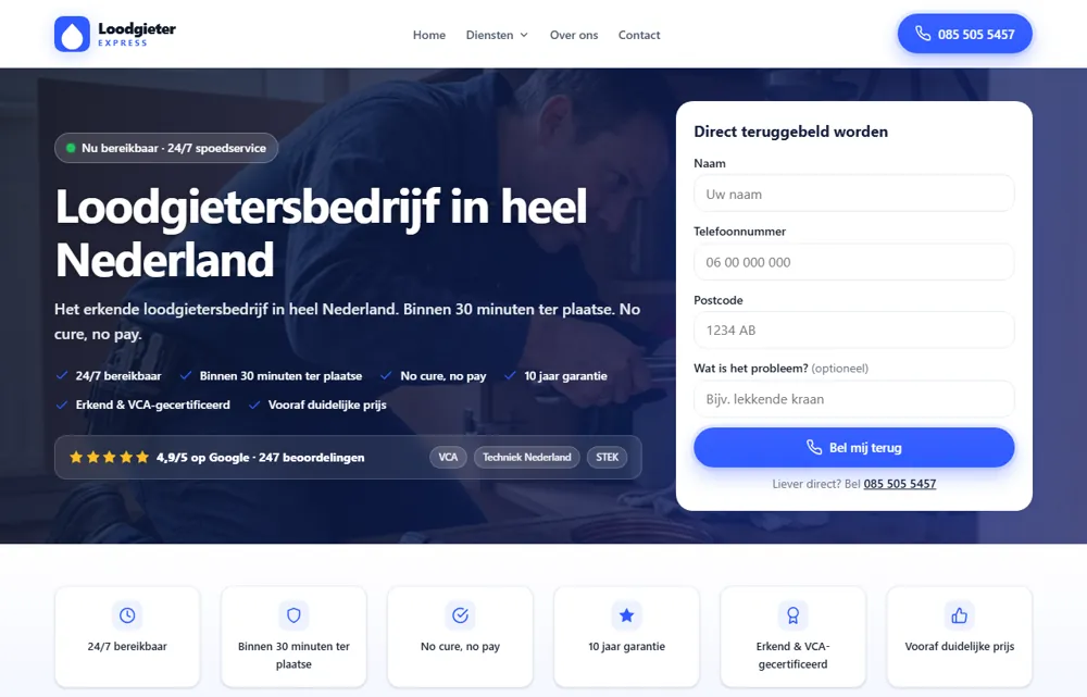 Loodgieter Express plumbing website by Rankly Media