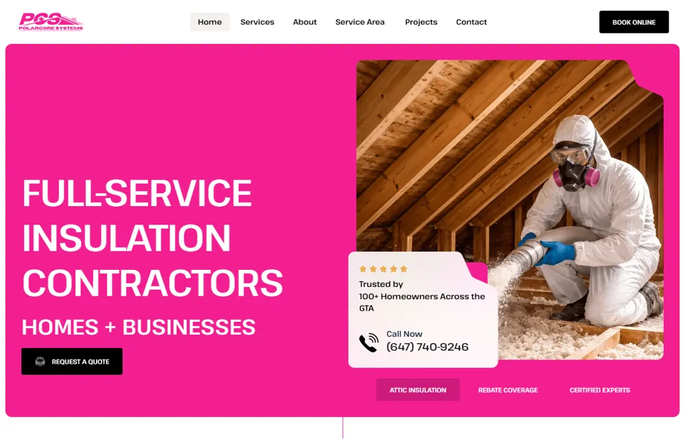 Polar Core Systems insulation contractor website by Rankly Media